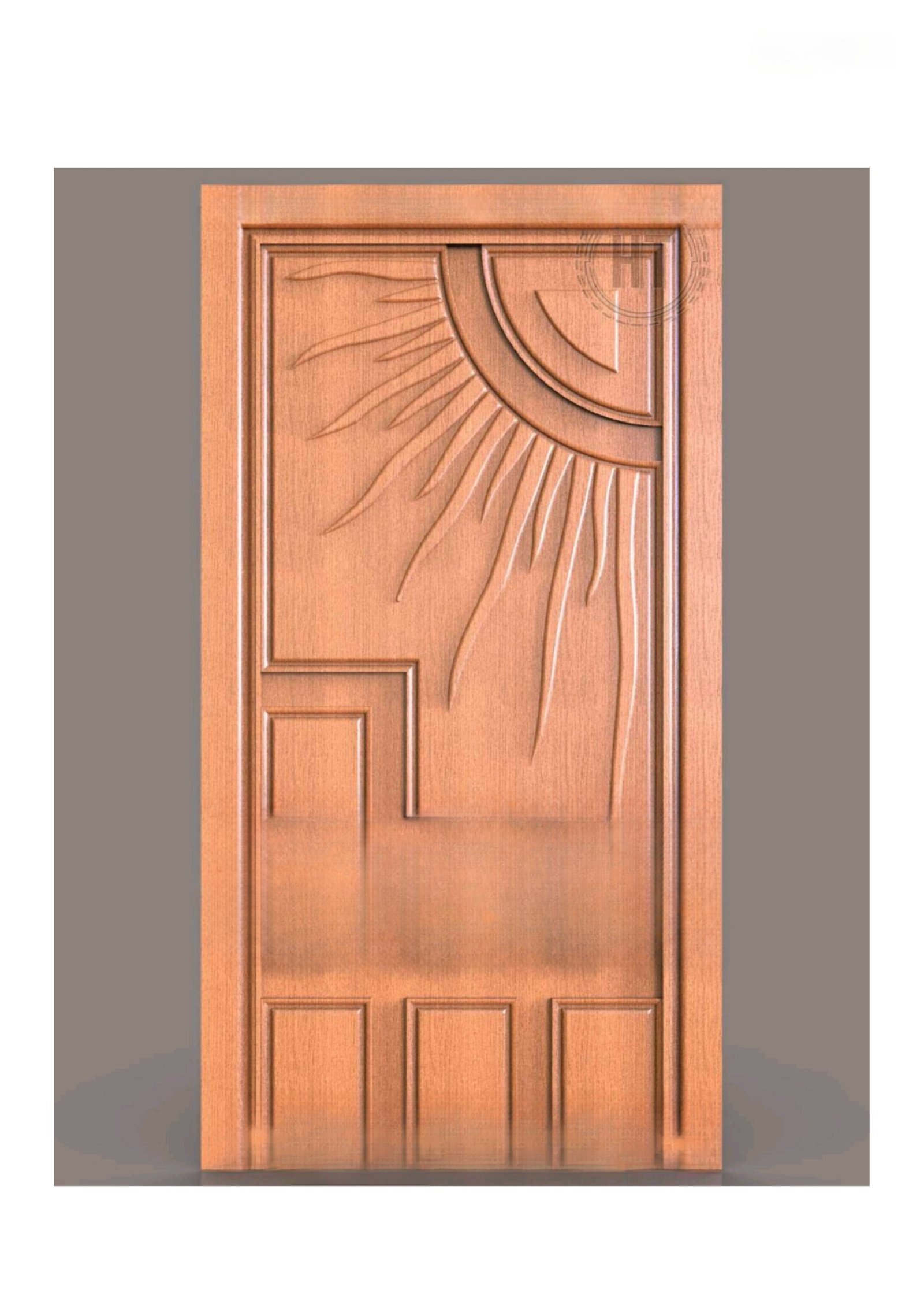 GSK HT - PAGE-30 Radiant Sunburst Artistic Wooden Door 3D Model